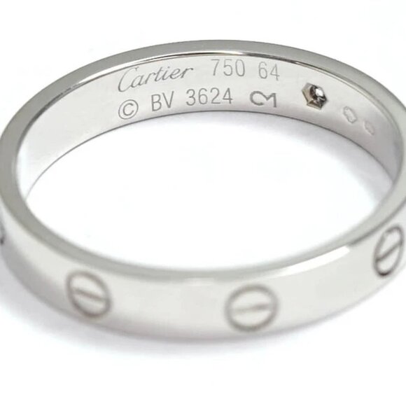 Cartier 1P Diamond Mini Love Ring size US10.75 EU64 18k White Gold Auth w/Box - Picture 4 of 6